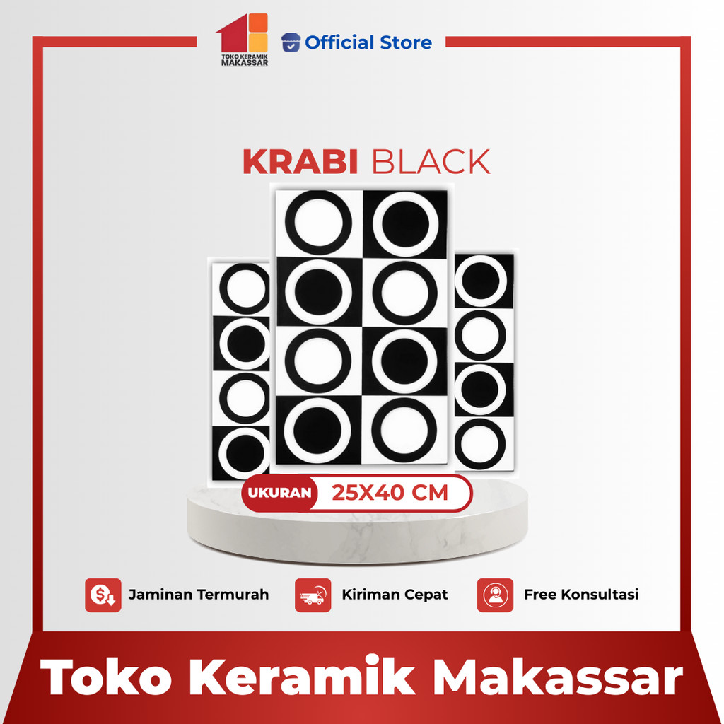 Keramik Dinding Ukuran 25x40 Krabi Black Glossy Bermotif
