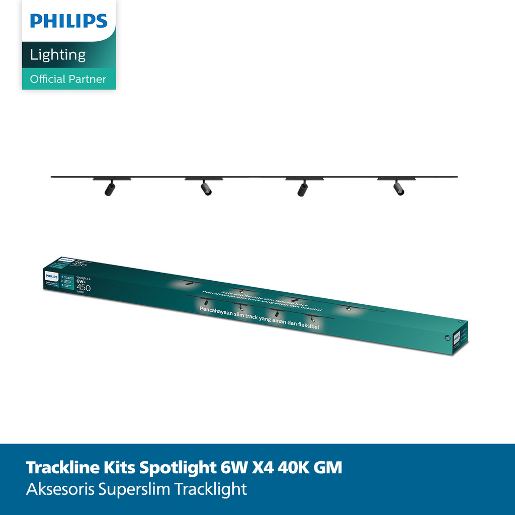 Philips Lampu LED Tracklight Set Kit Spotlight 6W 40K Semi Putih