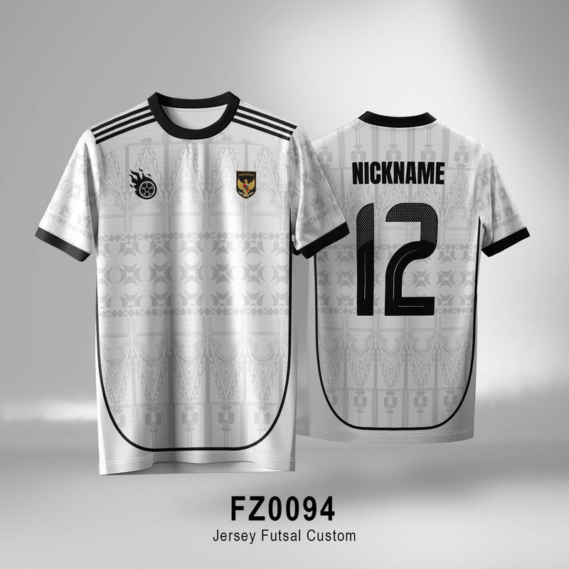 ATASAN BAJU JERSEY BOLA FUTSAL PUTIH HIJAU CUSTOM LENGAN PENDEK