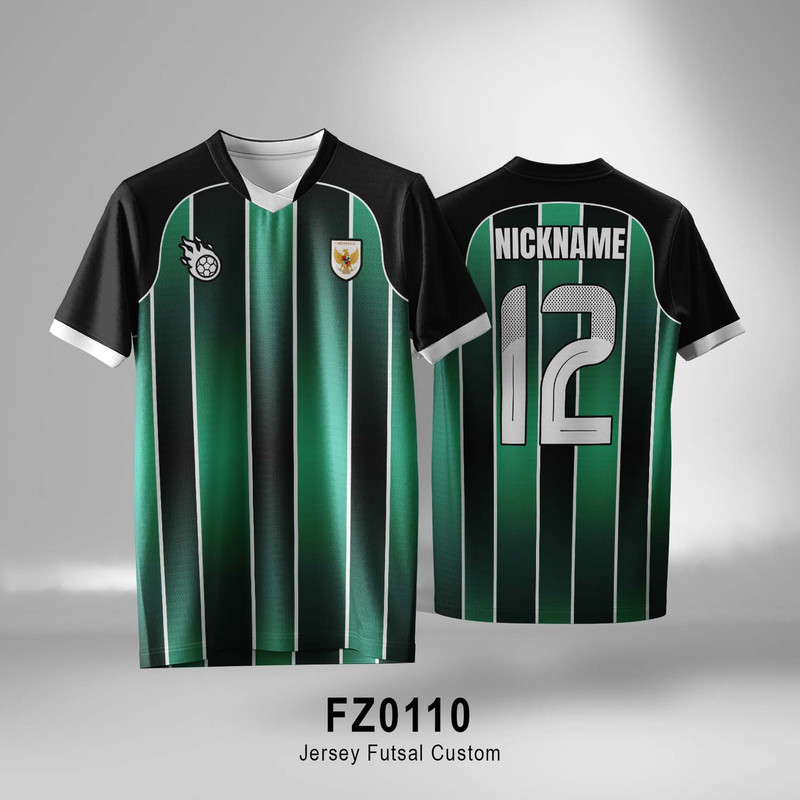 ATASAN BAJU JERSEY BOLA FUTSAL HITAM LIST PUTIH CUSTOM LENGAN PENDEK