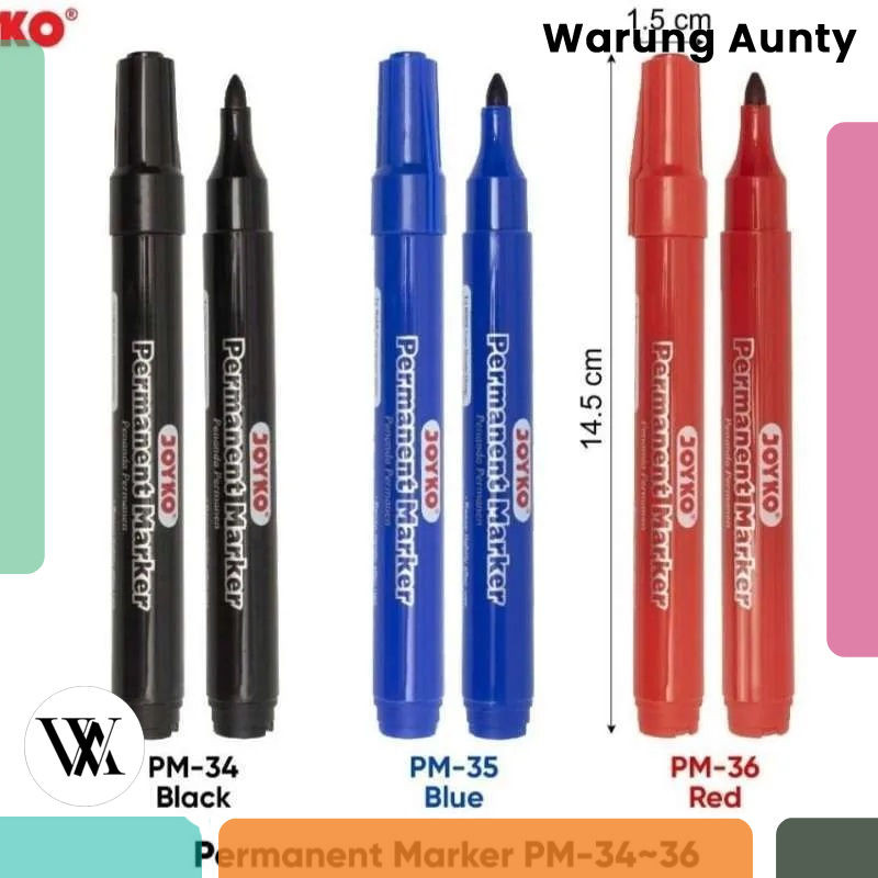 

JOYKO PM 34 PERMANENT MARKER SPIDOL REFILLABLE REFILL BISA DIISI ULANG HITAM BLACK RED BLUE BIRU MERAH PENANDA PERMANEN ALAT TULIS KANTOR SEKOLAH GROSIR MURAH ATK Warung Aunty Murah Bandung