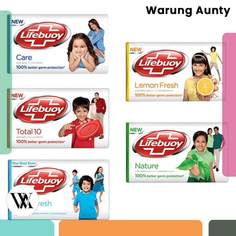 LIFEBUOY FAMILY BAR SOAP 70gr SABUN MANDI BATANG BATANGAN TOTAL 10 COOL FRESH MATCHA ALOEVERA LEMON 