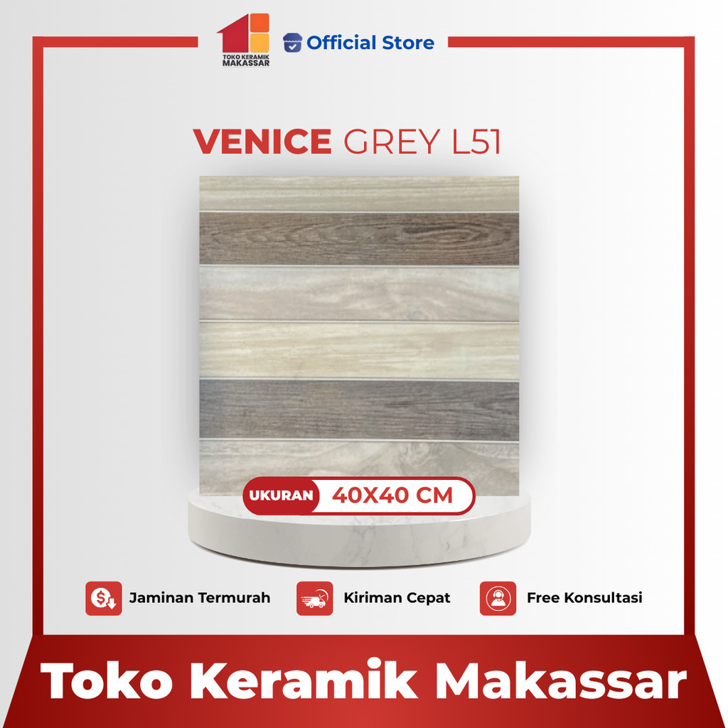 Keramik Lantai Ukuran 40x40 Venice Grey Matt Motif Kayu