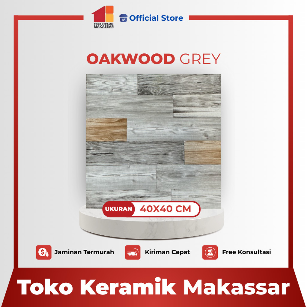 Keramik Lantai Ukuran 40x40 Oakwood Grey Matt Keramik Motif Kayu