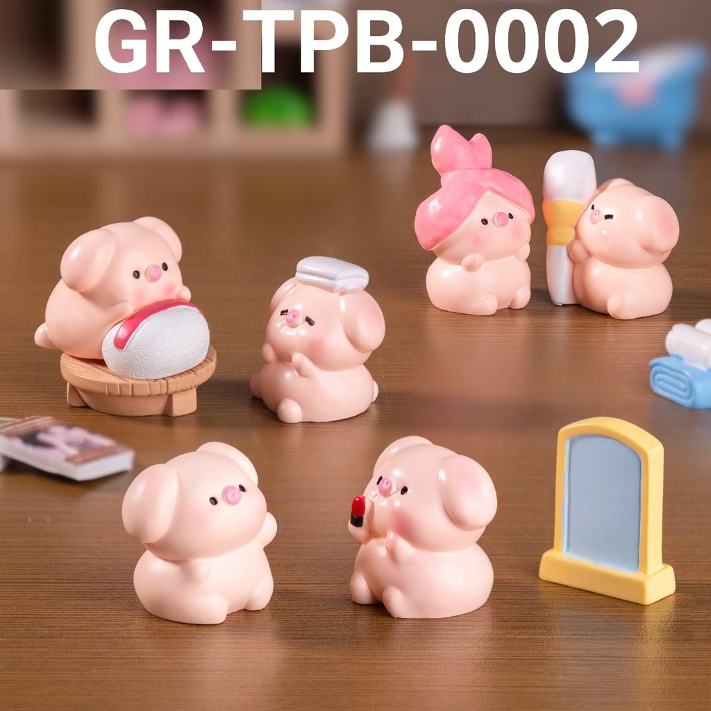 GR-TPB-0002 Cake topper kue Miniatur figure babi pig piggy binatang hewan pet kerbau yamama baking j