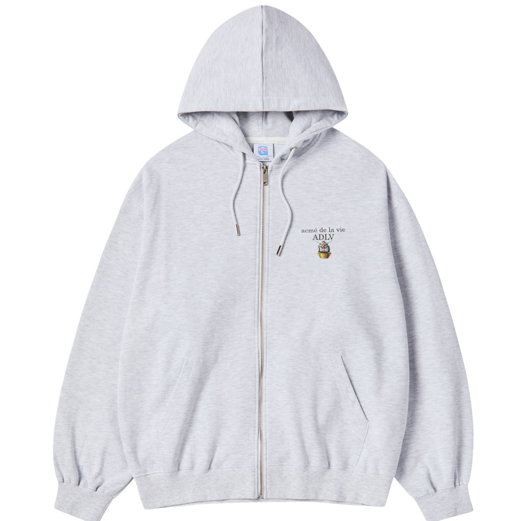 ADLV Mobile Suit Gundam Basic Logo Hoodie Zip Up Melange - Hoodie Oversized Fit Unisex Acme De La Vi
