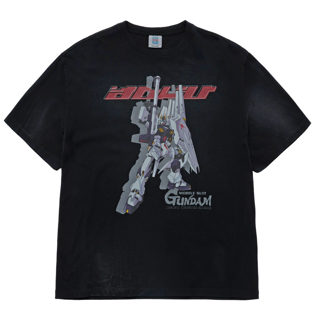 ADLV Mobile Suit Gundam Char'S Counter Attack Washing Short Sleeve T-Shirt Charcoal - Kaos Wide Fit 
