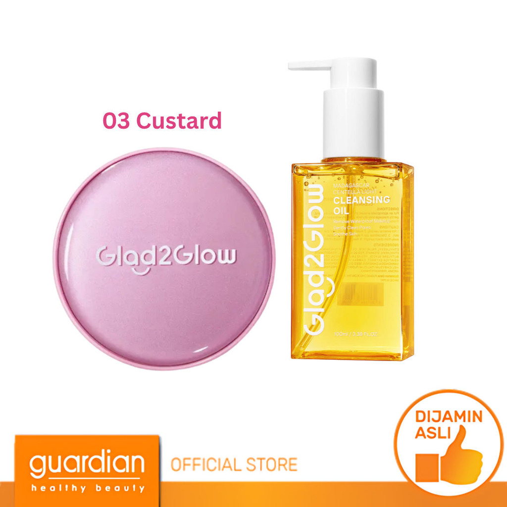 [Bundling] Glad2Glow 2-in-1 Perfect Pair Cushion Powder 03 Custard + Glad2Glow Madagascar Centella L
