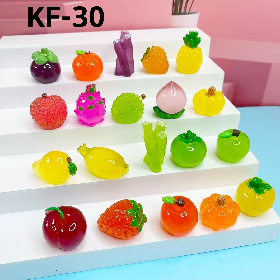 KF-30 Resin clay 3d diy buah apel jeruk nanas anggur bambu belimbing mangga lemon timituu manik kalu