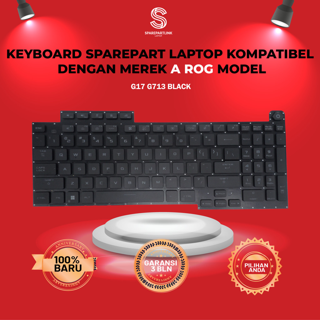 KEYBOARD ASUS ROG STRIX G17 G713 20PIN BLACK / PRODUK BARU