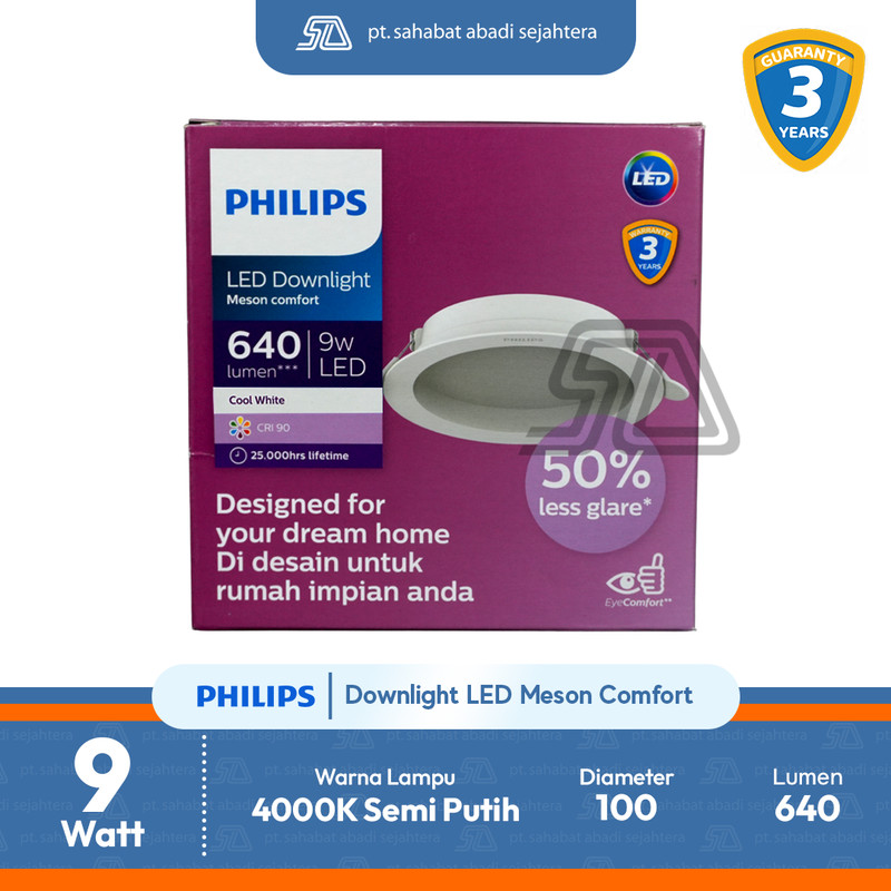Philips Lampu LED Downlight Meson Comfort 9W D100 RC RD Semi Putih 4000K