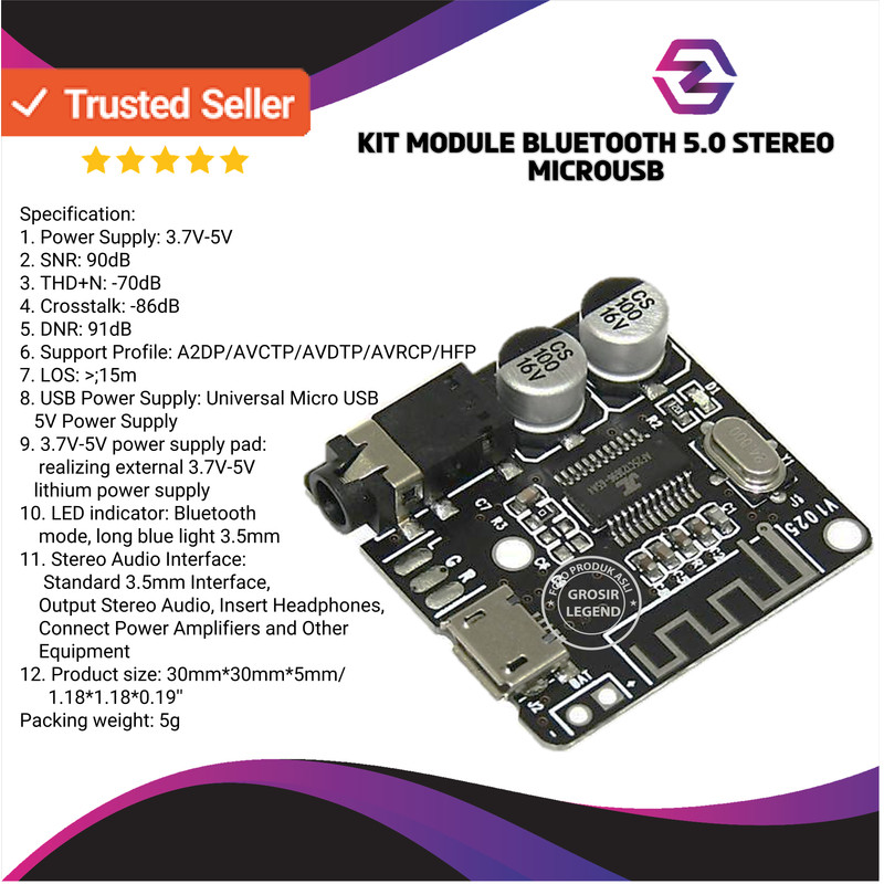 KIT MODULE BLUETOOTH 5.0 STEREO MICROUSB