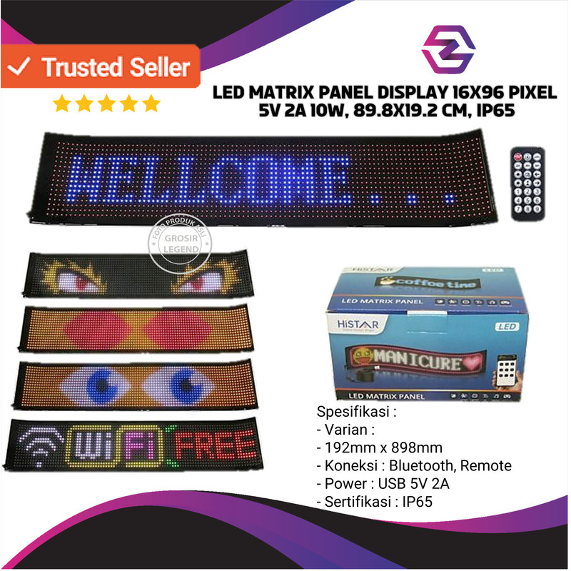 LED Matrix Display Running Text USB BT Remote IP65 Waterproof Flexible