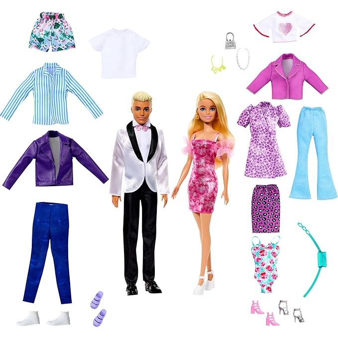 Barbie & Ken Doll Set with 2 Fashion Dolls, Clothes & Accessories
