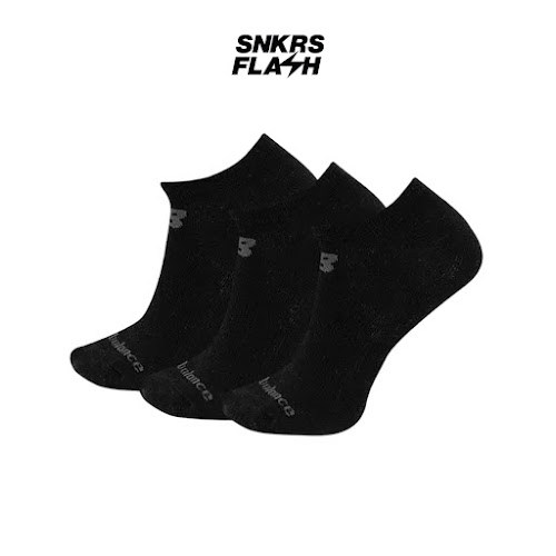 NEW BALANCE Sock Cotton Flat Knit No Show 3 Pack Black Kaos Kaki Unisex  - LAS95123BK