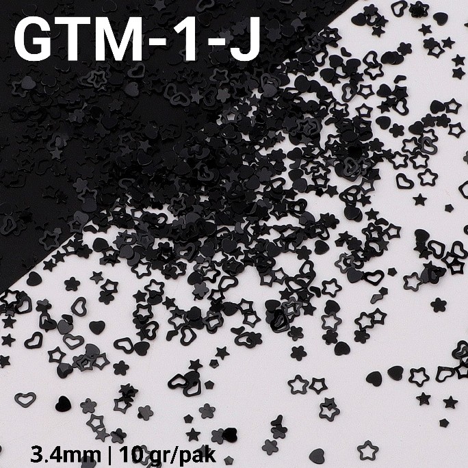 GTM-1 Glitter payet mote monte hiasan dummy cake make up nail art bintang hati bunga 10gr gold merah