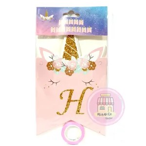 Tulisan "Happy Birthday" Unicorn (motif . ya)
