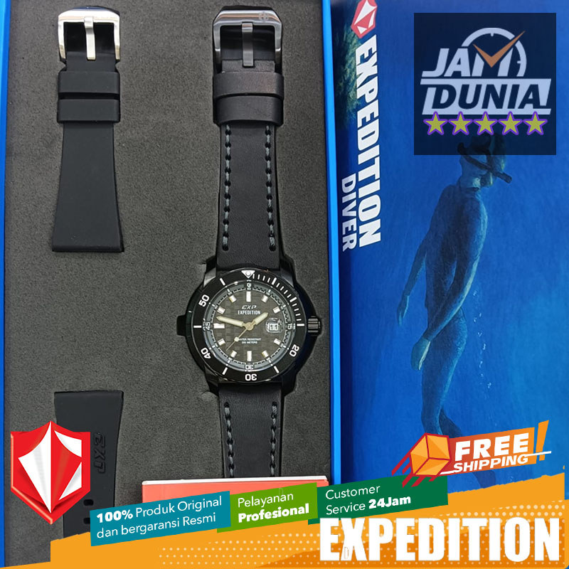 JAM PRIA ORIGINAL EXPEDITION DIVER FUL BLACK LEATHER EXP 6335 EXP6335 EXP 6335 EXF 6335 EXPEDITION 6