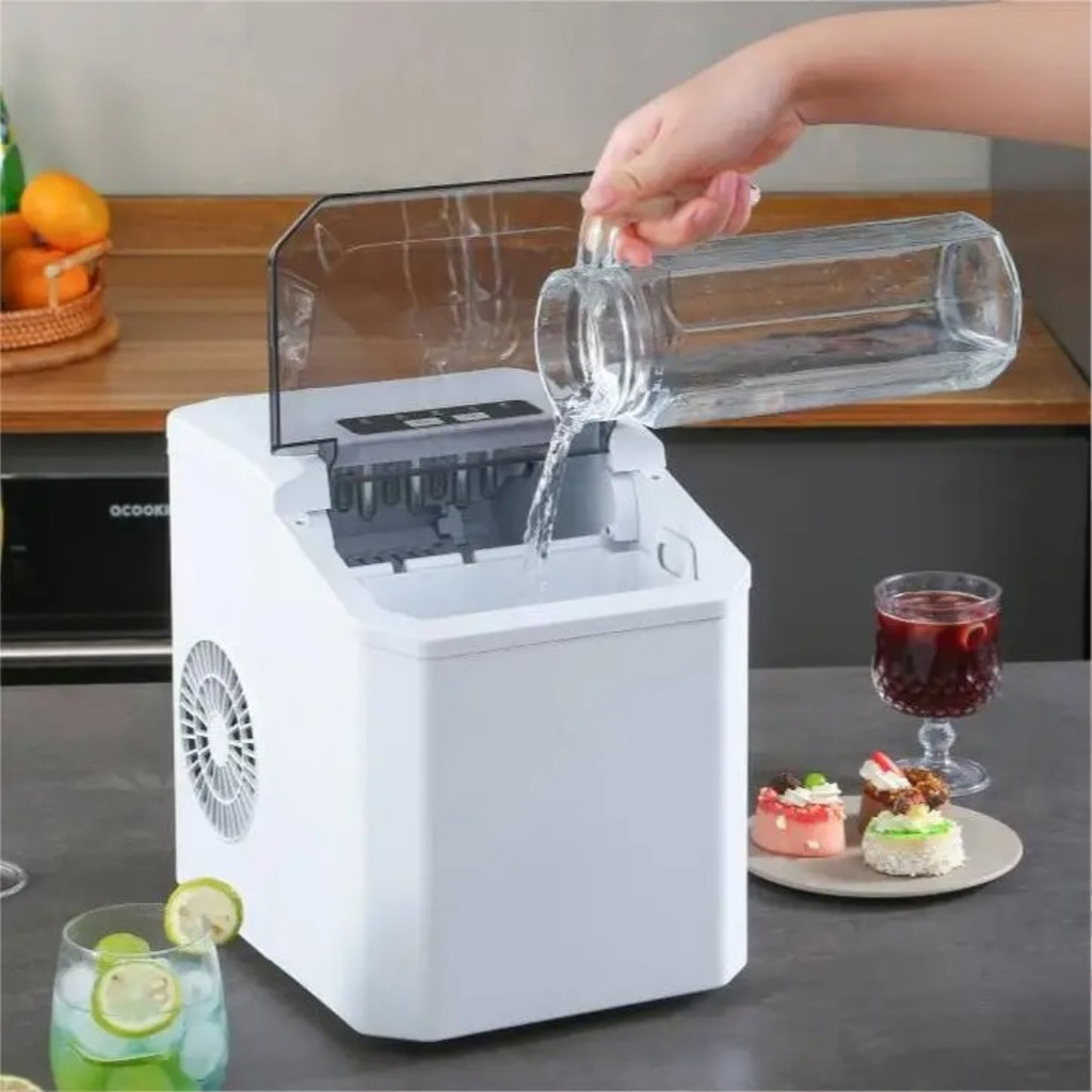 GL Mesin Es Batu Kristal Otomatis Mini Portable Ice Maker 12kg 100W