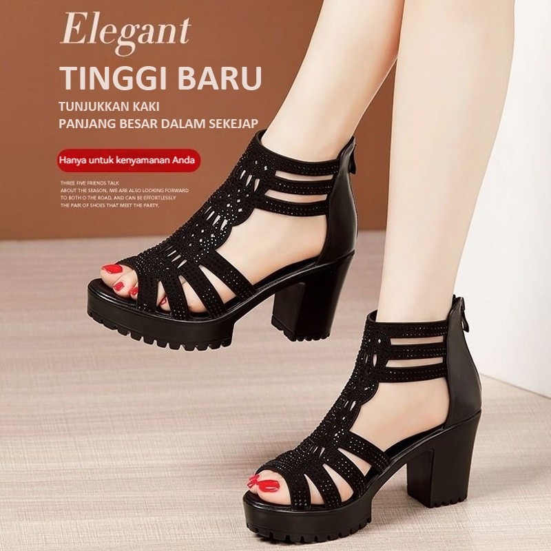 Baru Heels Wanita Korea⚡ Heels 2496 7Cm Import Promo Hils Hel Ox3 Mt635 High Heels Lv Hs89 Coklat   