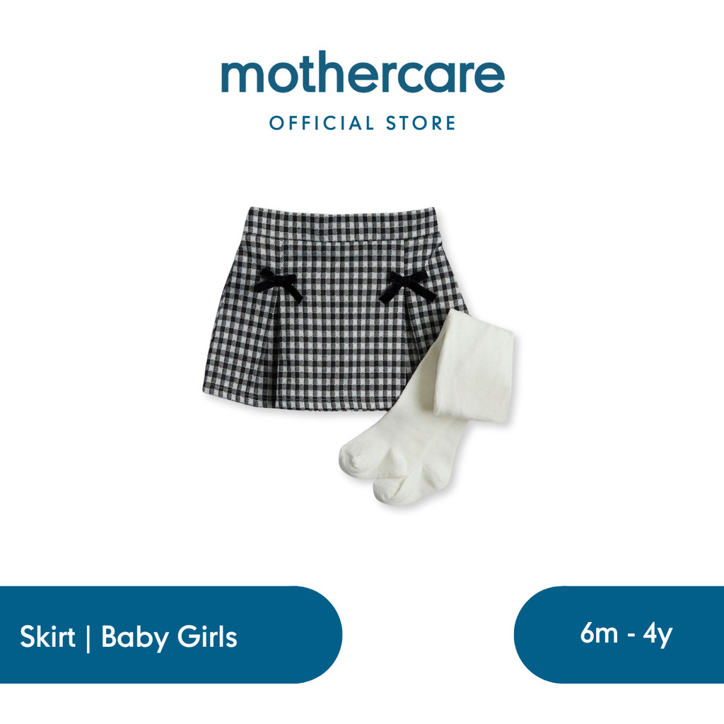 Mothercare Festive Checked Skirt and Tights Set - Rok Bayi Perempuan (Hitam)