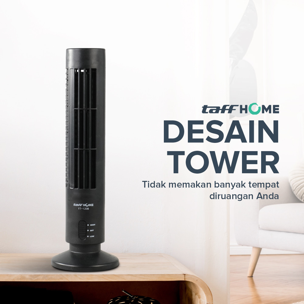 TaffHOME - Kipas Angin USB - Model Tower Fan 2 Speed - Meja Kantor Rumah - Pendingin Udara Mini - Po