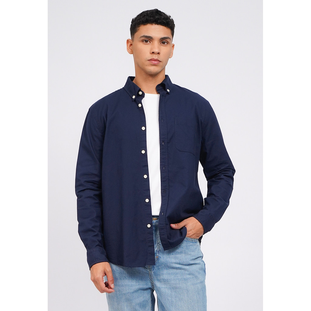 Executive Regular Fit Long Sleeve Oxford Shirt Navy