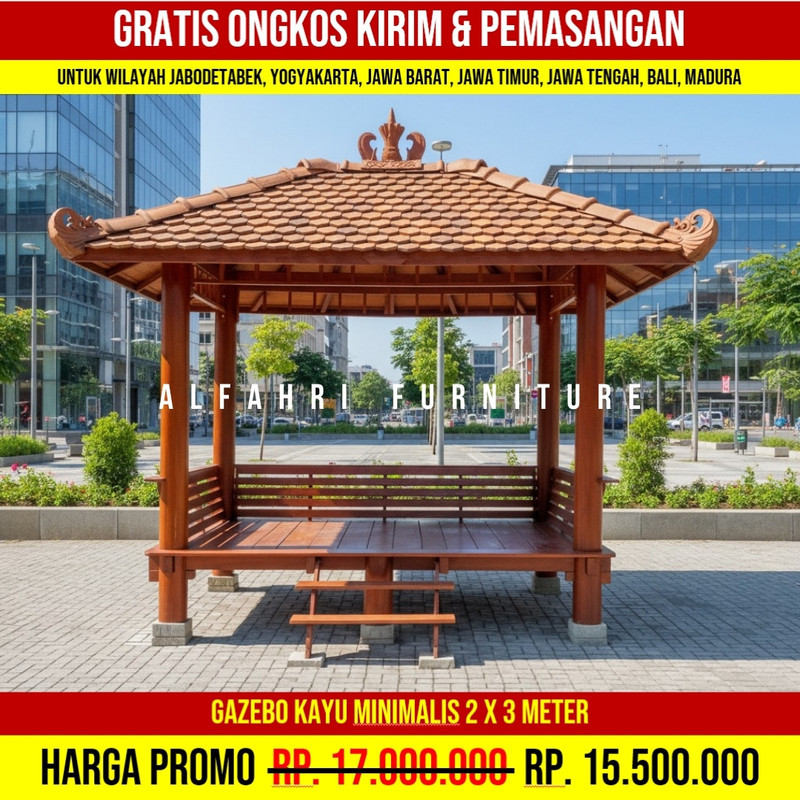 Gazebo Minimalis 2x3 Atap Genteng Sirap Desain Tropis Ala Bali