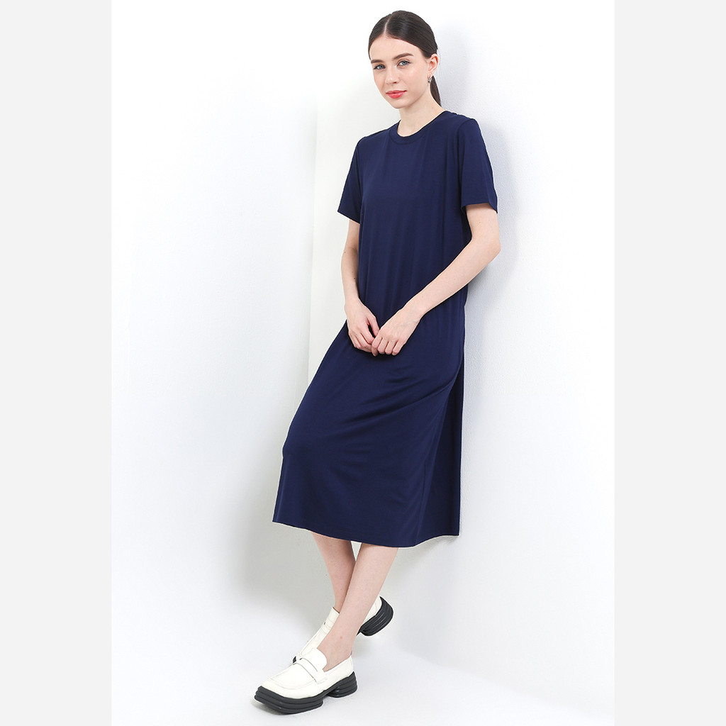 Tolliver Basic Midi T-Shirt Dress Wanita