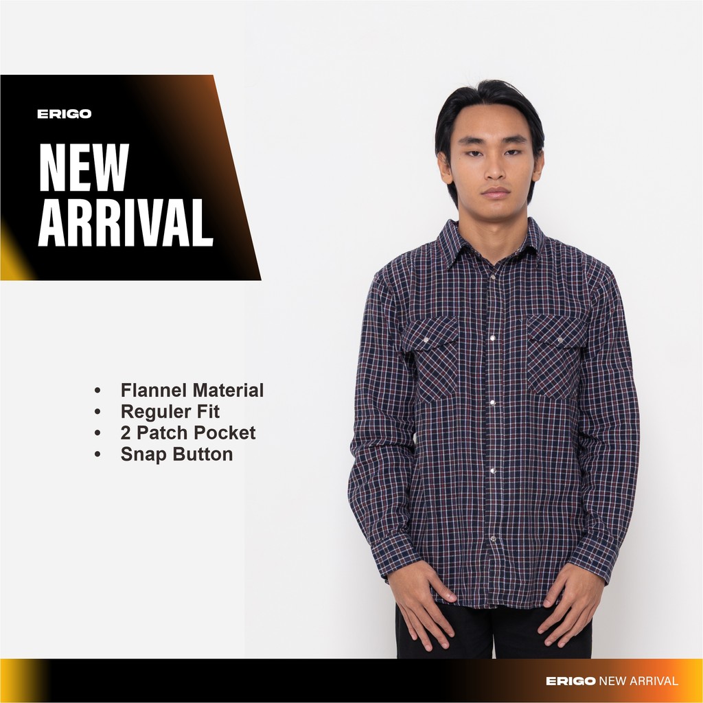 Erigo Flannel Shirt Miko Navy - Kemeja Lengan Panjang Flannel Unisex