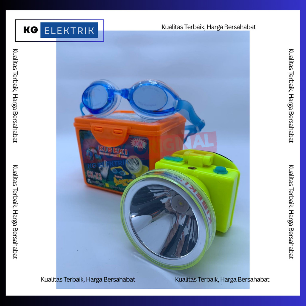 Senter Kepala Selam 30W Kiseki CK-X3 Gratis Kacamata Selam