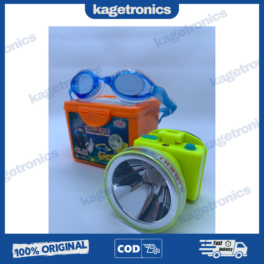 Senter Kepala Selam 30W Kiseki CK-X3 Gratis Kacamata Selam