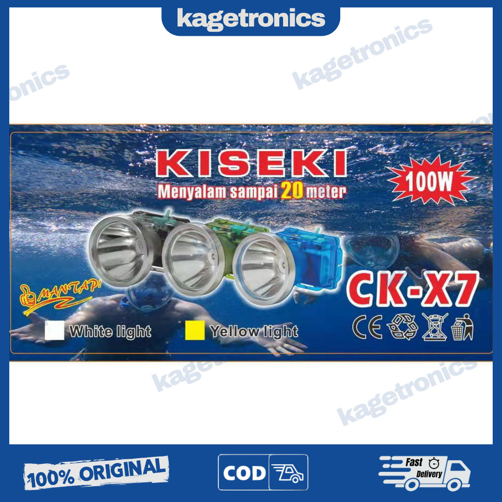 KISEKI SENTER KEPALA SELAM 150 WATT KISEKI CK-X7 CAHAYA PUTIH BONUS KACAMATA RENANG