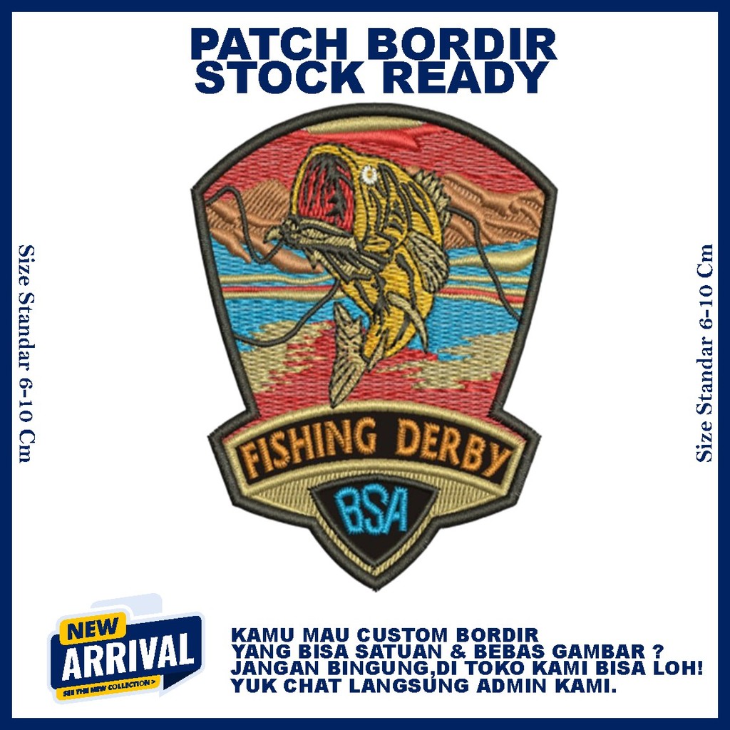 PATCH BORDIR LOGO FISHING DERBY BSA HIGH QUALITY EMBROIDERY - ZONABORDIR
