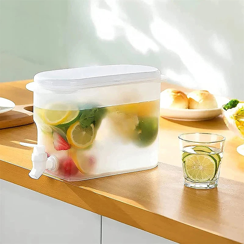 Dispenser Air Minum Kulkas Water Jug Wadah Teko Keran 3.5L Plastik Tempat Sirup Jus Infused Water
