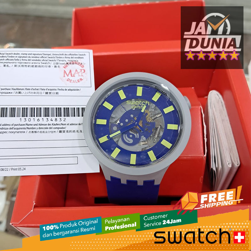 JAM TANGAN PRIA SWATCH ORIGINAL RESIN NAVY GREY SWATCH SB03M103 SWATCH SB03M 103 JAM PRIA NG BIG BOL