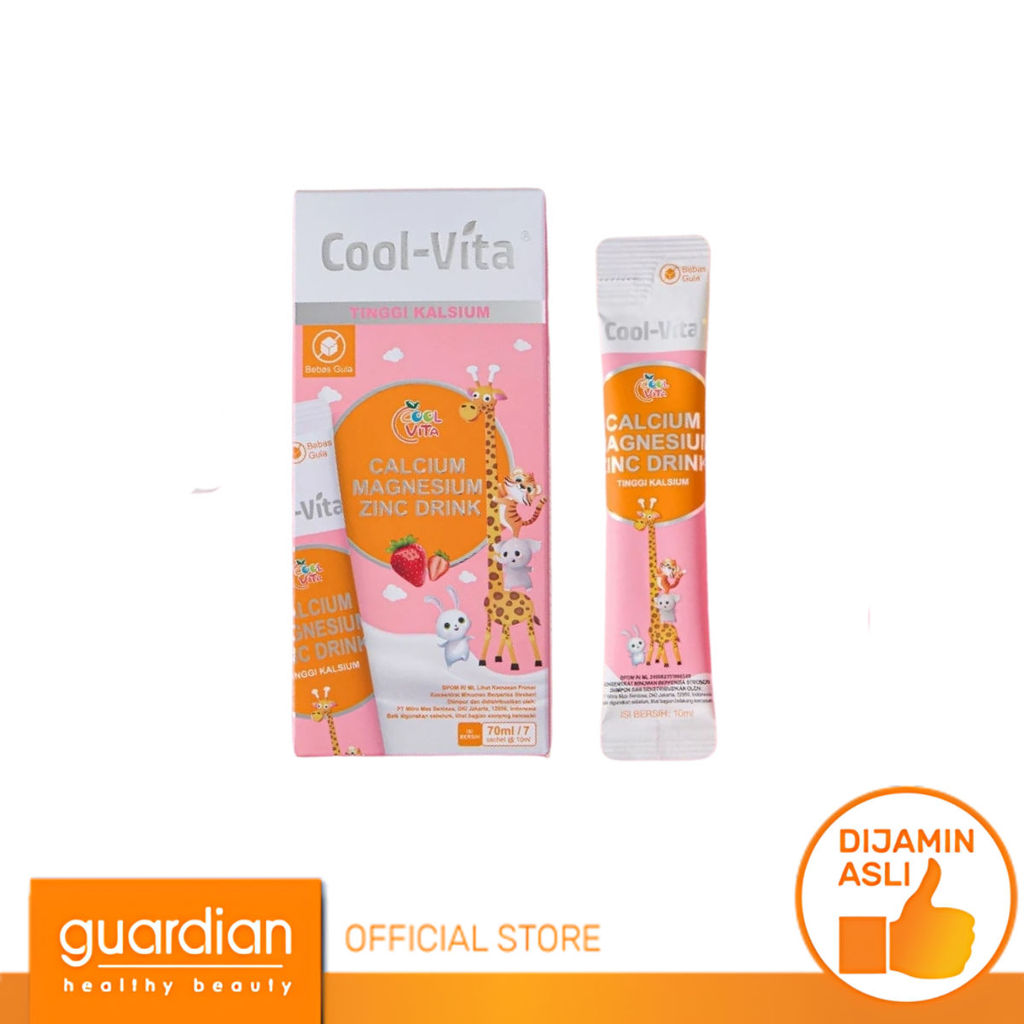 Coolvita CalMagZinc Drink Original 1 Box Calcium+ Drink isi 7 sachet x 10gr Suplemen Cair Kalsium,