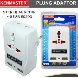 Steker Adaptor + USB kenmaster Steker Listrik Serbaguna