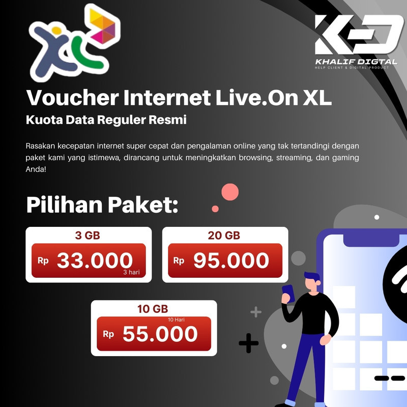 Voucher Internet Live.On XL Kuota Data Full Network Resmi 5 GB