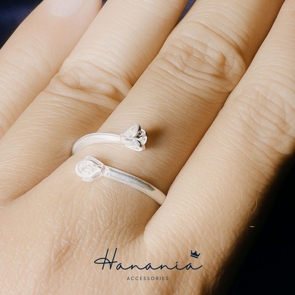 Hanania - Jewelry Cincin Silver / Perak, H020 Cincin Motif Bunga, Filigree, Cincin bisa dipakai pria