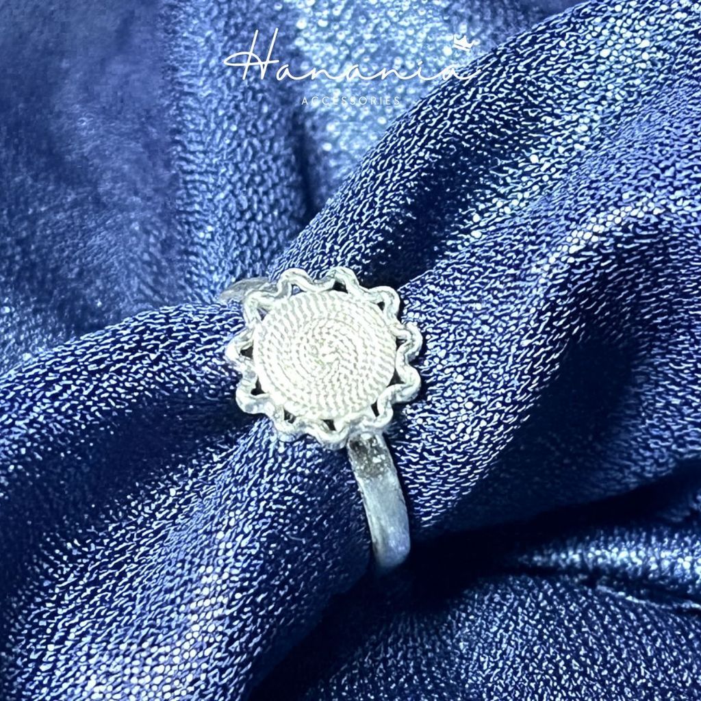 Hanania - Jewelry Cincin Silver / Perak, H042 Cincin Motif Bunga, Filigree, Cincin bisa dipakai pria
