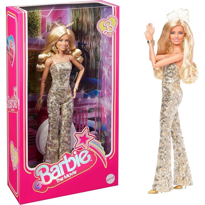 Barbie Margot Robbie as in Gold Disco Jumpsuit 