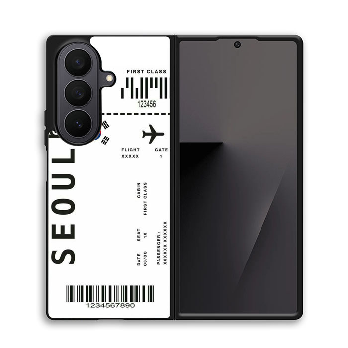Case Samsung Galaxy Z Fold 7 6 5 4 3 SE Korea Travel Ticket Art Case Cover