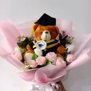 buket bunga wisuda, bunga artificial, boneka besar