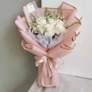 Buket 10 Tangkai Mawar Putih