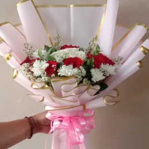 buket bunga segar mawar merah/mawar putih/aster