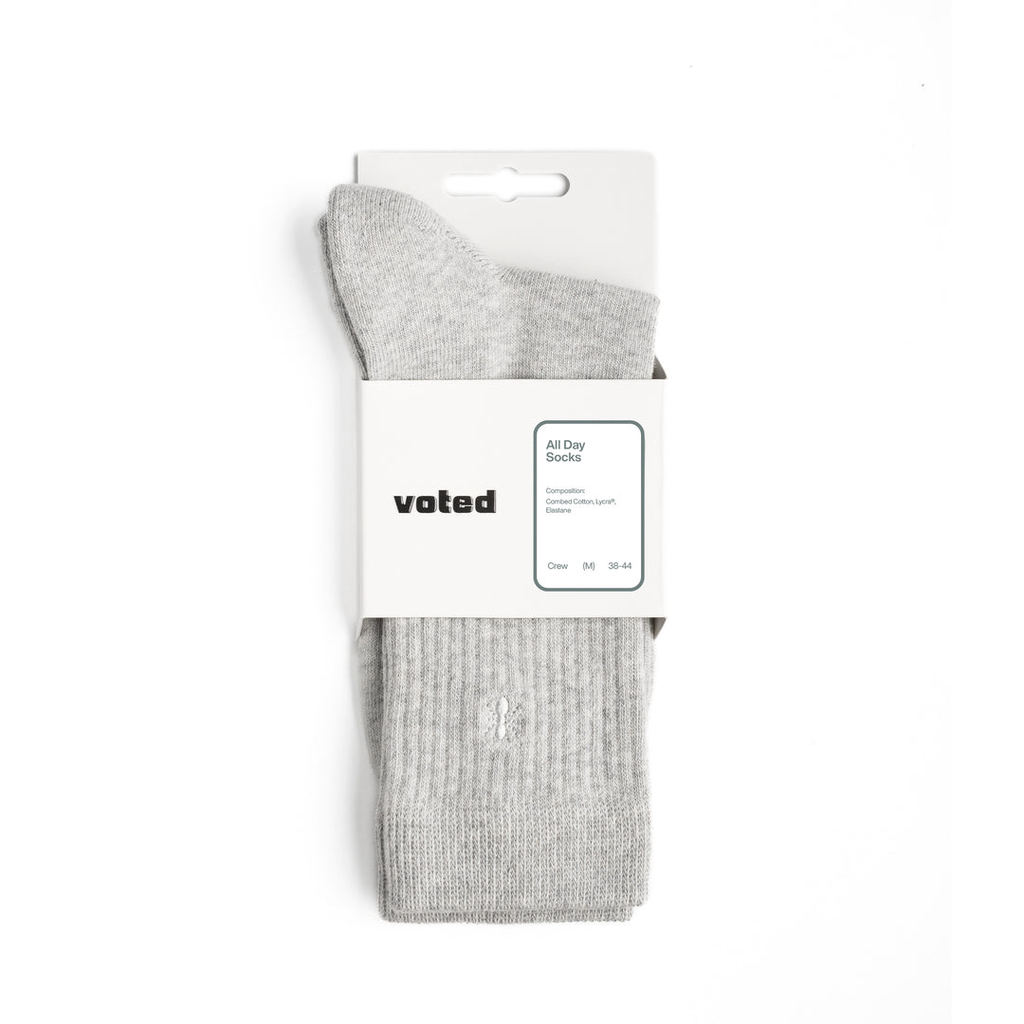 Voted Essential Crew FW25 Grey Socks