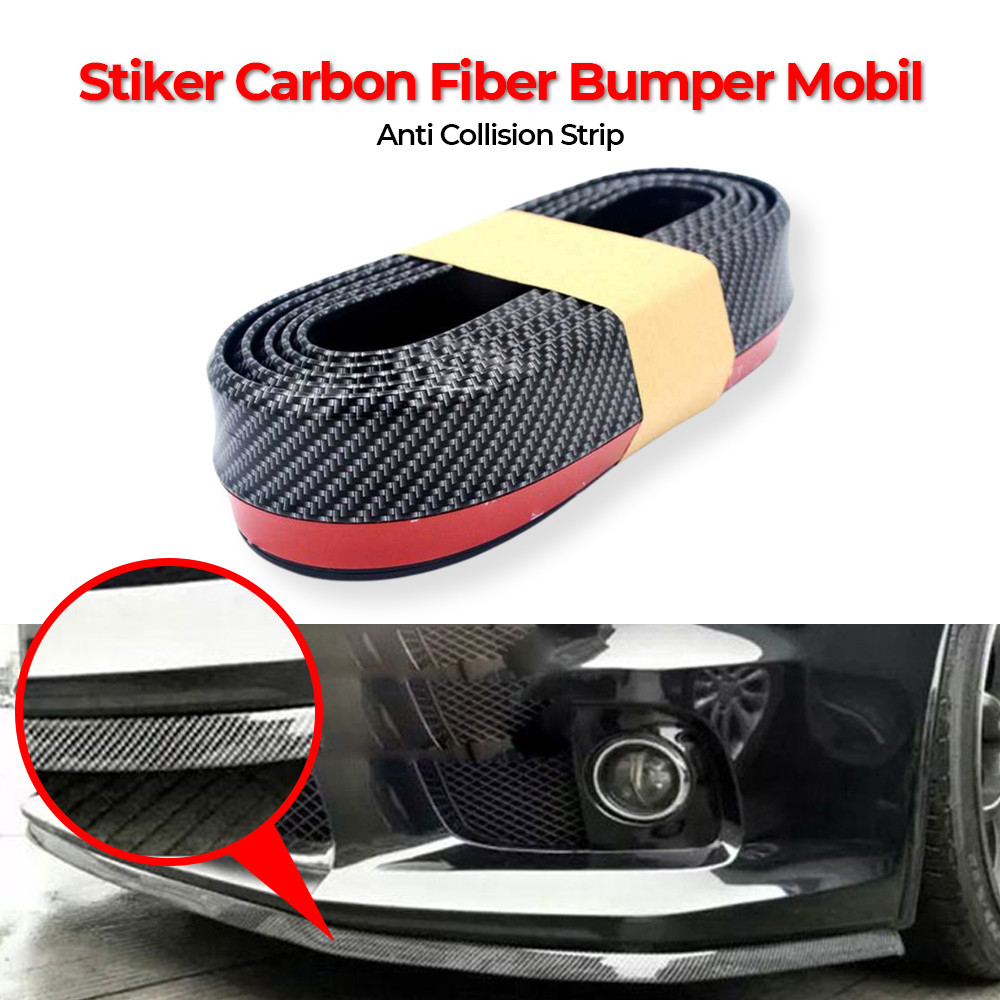 Makassar SAMURAI Stiker Carbon Fiber Anti Collision Strip Bumper Mobil 2.5M