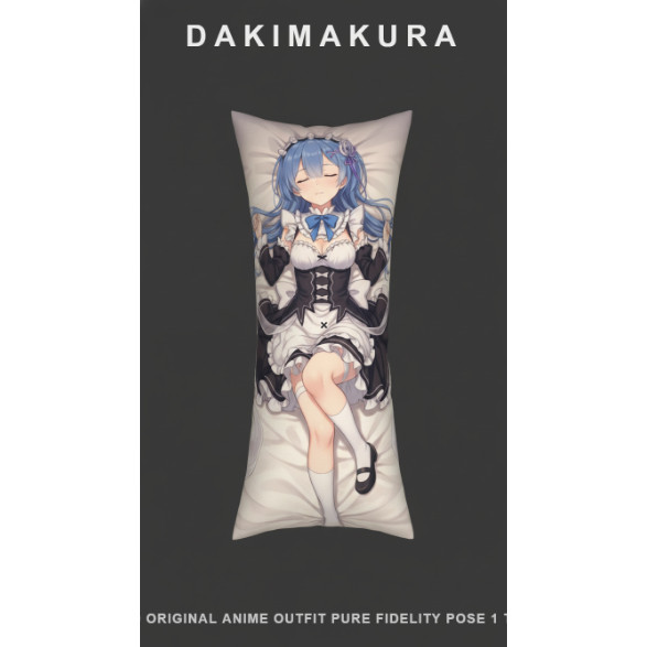 Sarung Bantal Dakimakura Rem ReZero Original Anime Outfit Pure Fidelity Pose 2 tersipu