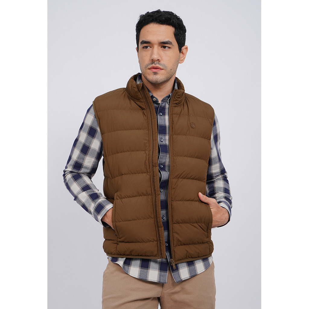 WOOD Zipped Ribstop Puffer Vest 2-VSIOTD226A075 BROWN